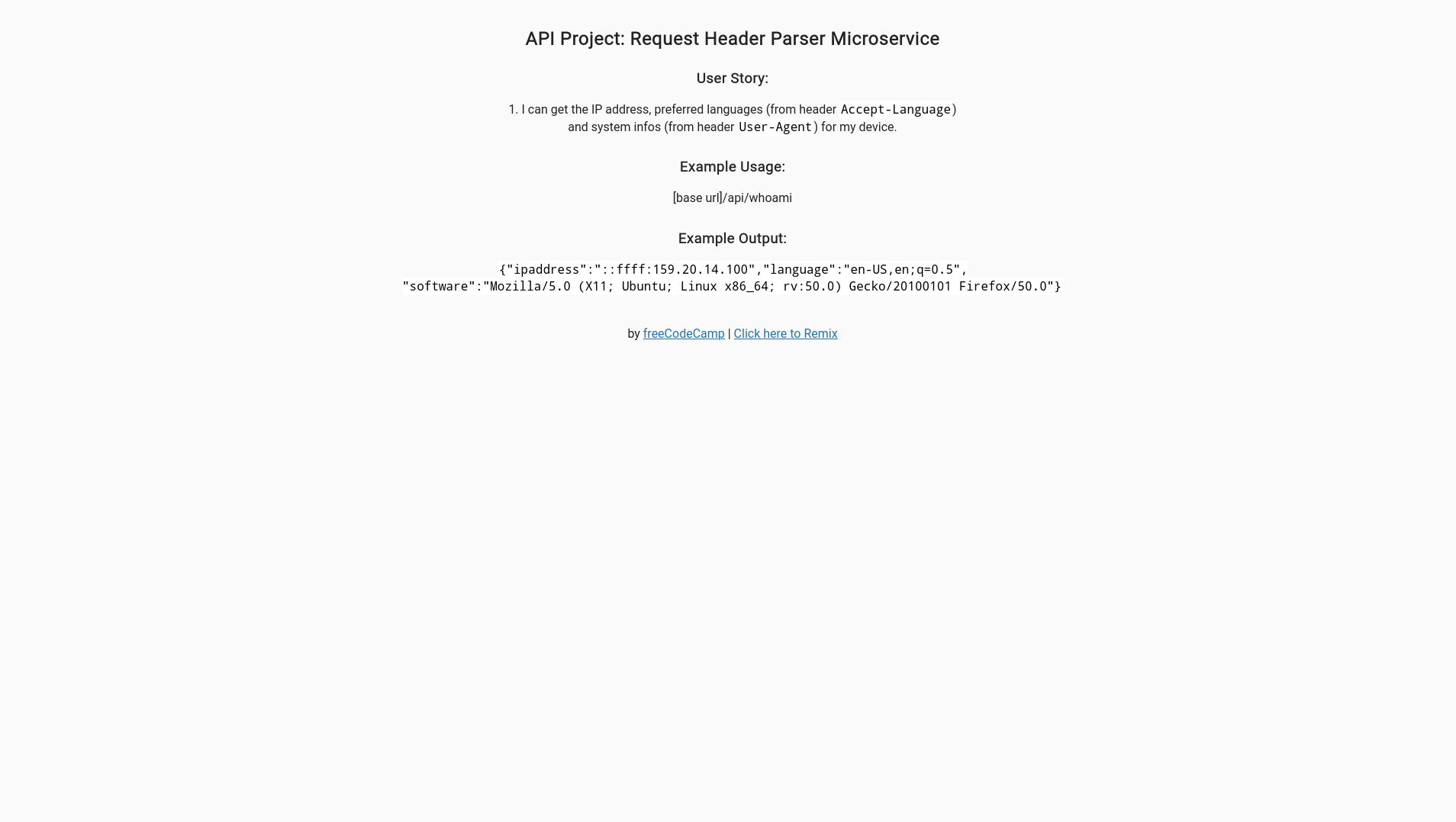 request header parser project screenshot