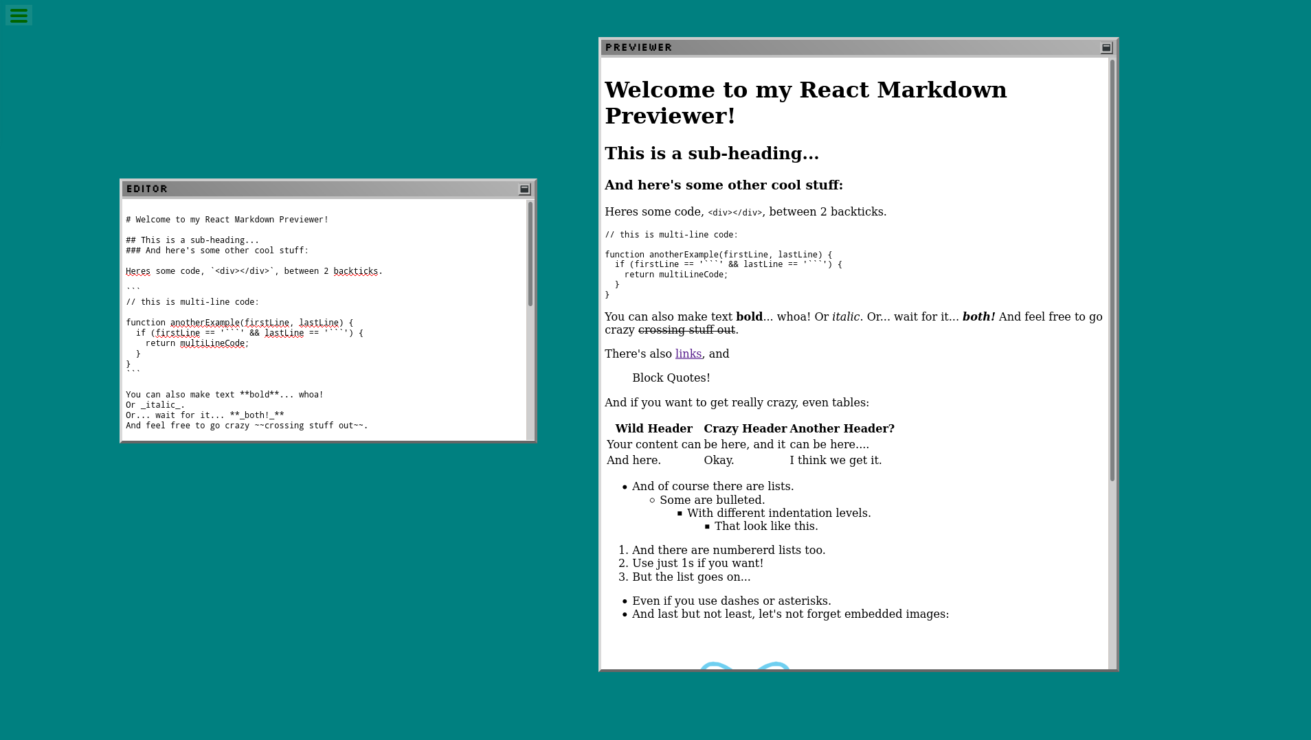 markdown previewer project screenshot